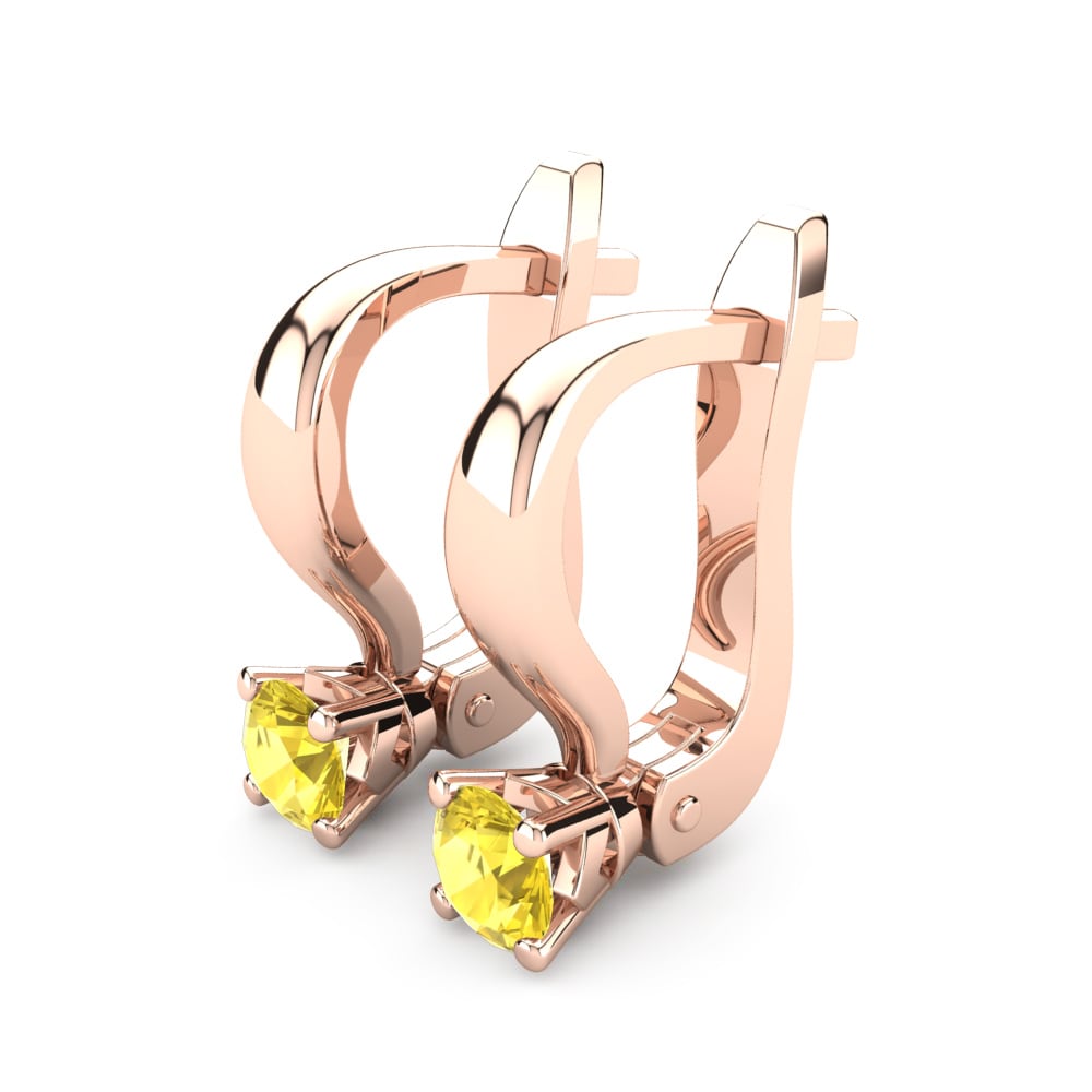14k Oro Rosa Zafiro amarillo Pendiente de mujer Peyton