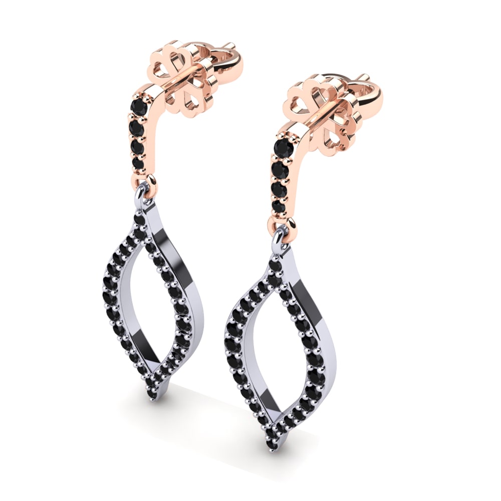 14k Oro Rosa & Blanco Zafiro negro Pendiente de mujer Kimberly