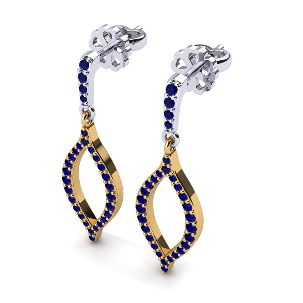 14k Oro Blanco & Amarillo Zafiro Pendiente de mujer Kimberly