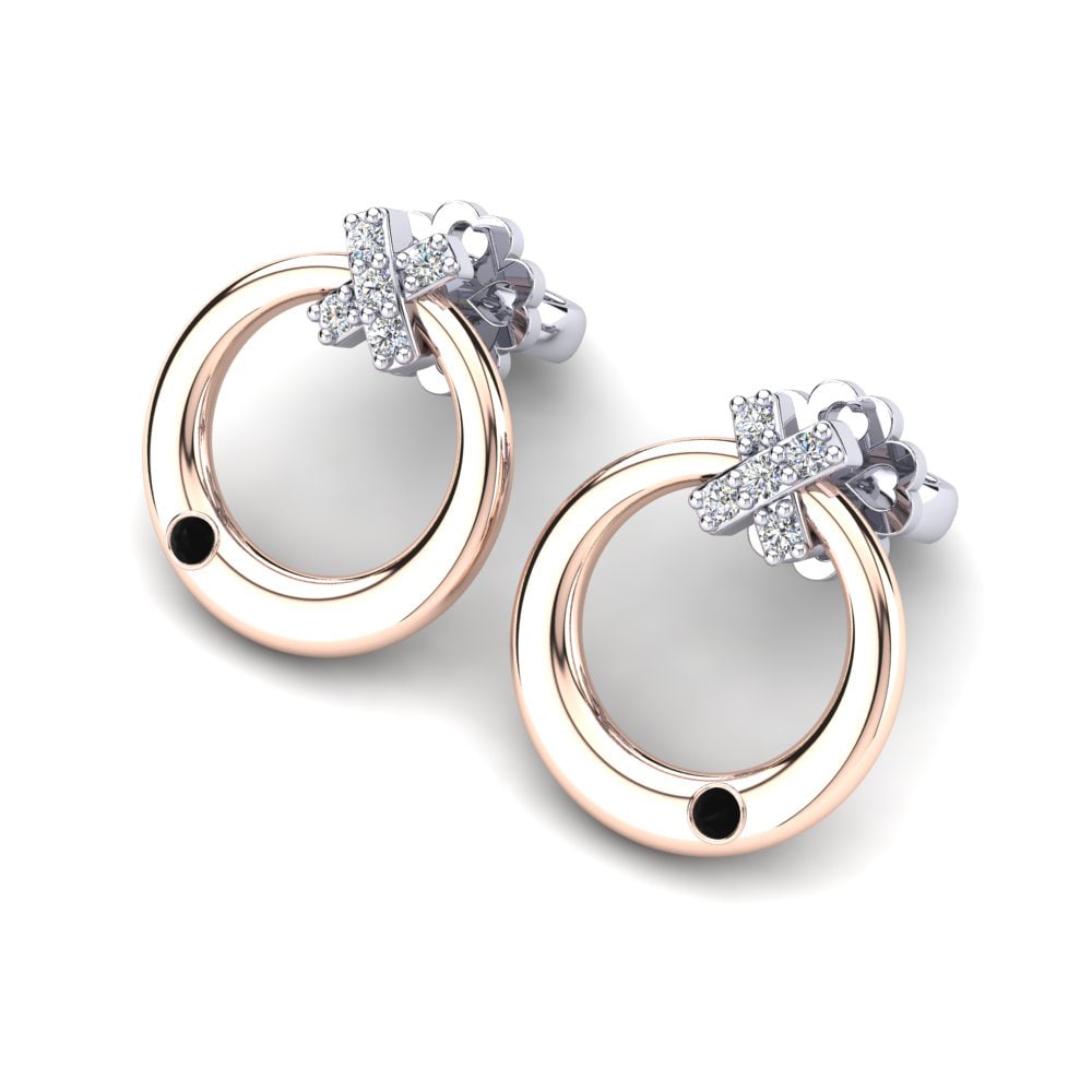14k Oro Rosa & Blanco Zafiro negro Pendiente de mujer Andrea