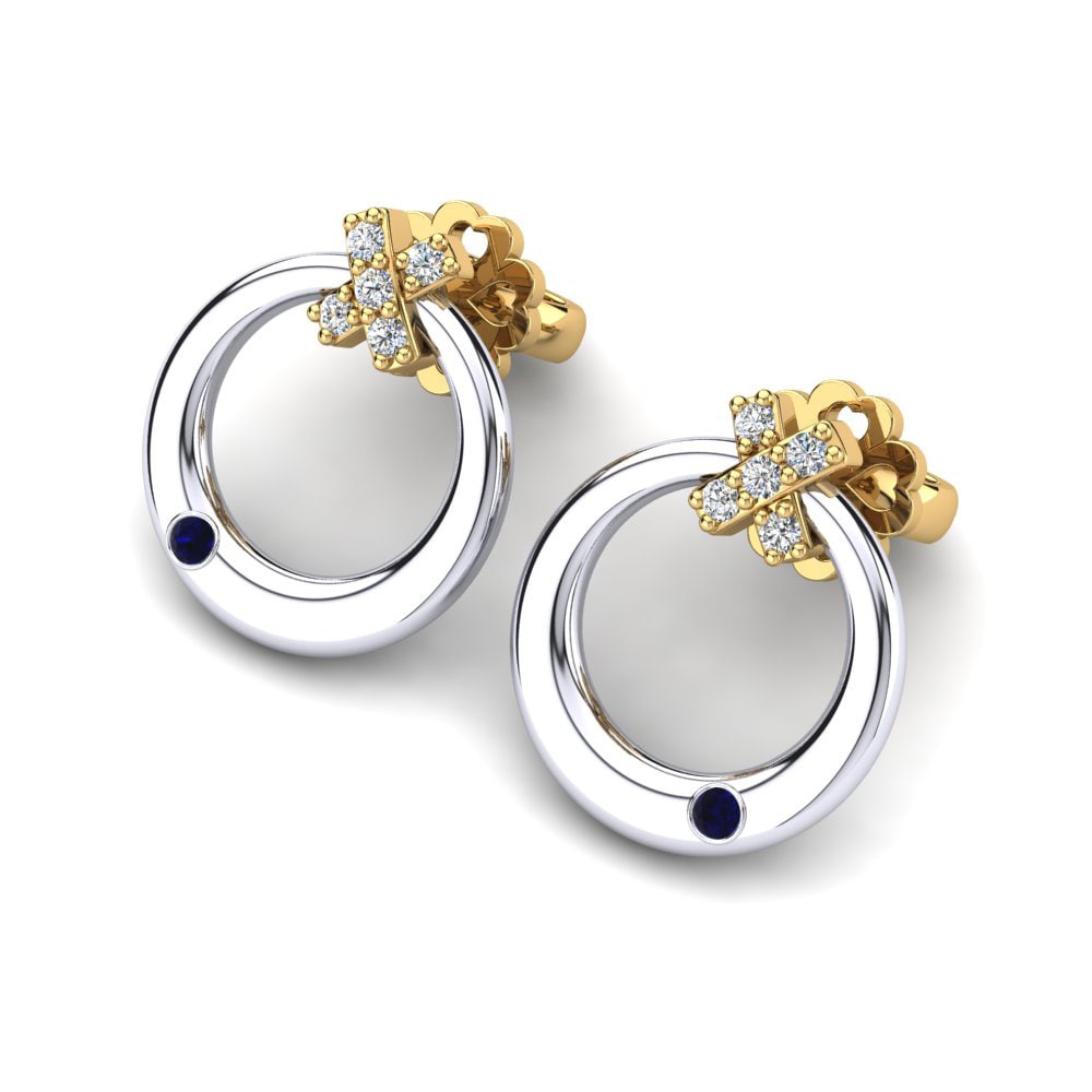 14k Oro Blanco & Amarillo Zafiro Pendiente de mujer Andrea
