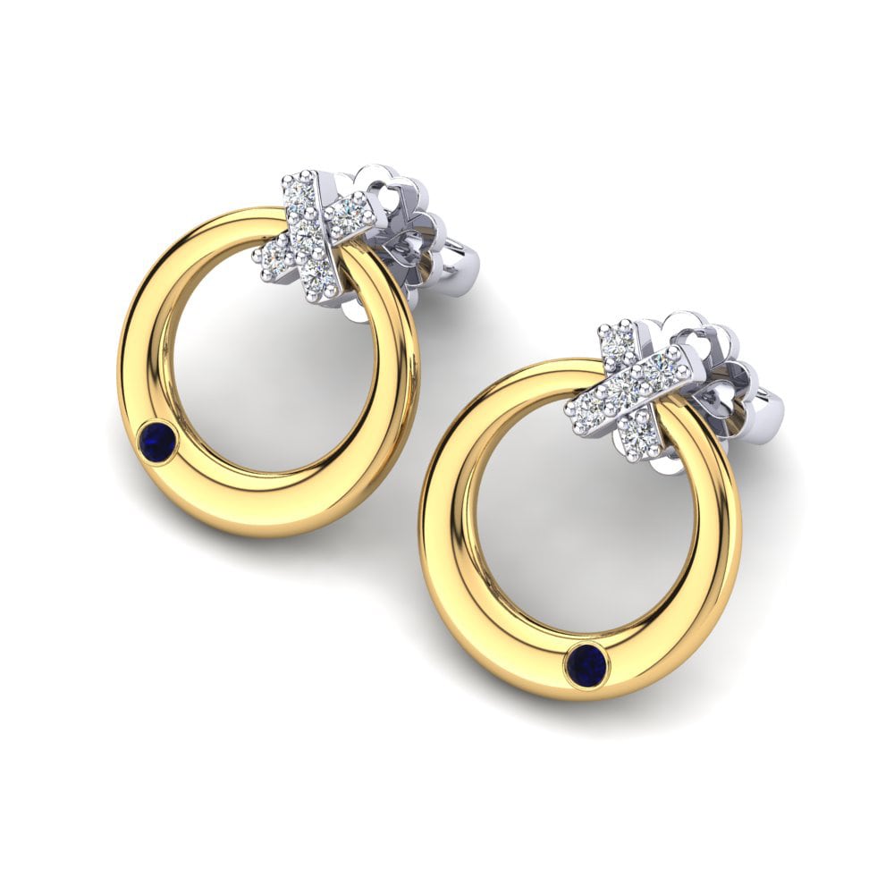 9k Oro Amarillo & Blanco Zafiro Pendiente de mujer Andrea
