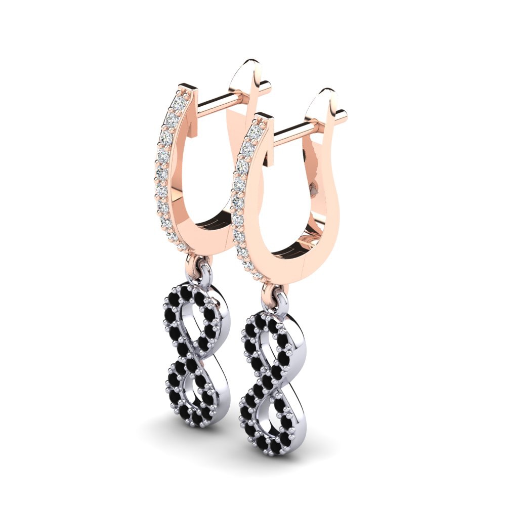 14k Oro Rosa & Blanco Zafiro negro Pendiente de mujer Paige