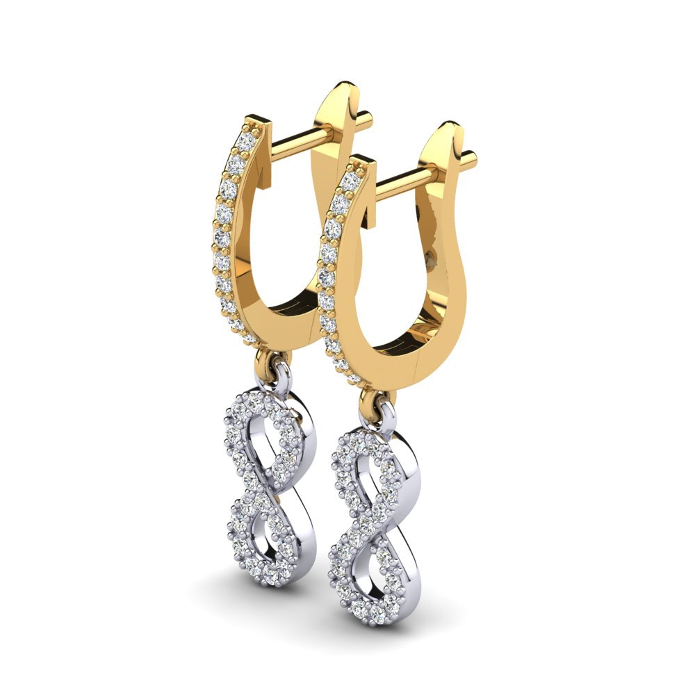 18k Oro Amarillo & Blanco Zafiro blanco Pendiente de mujer Paige