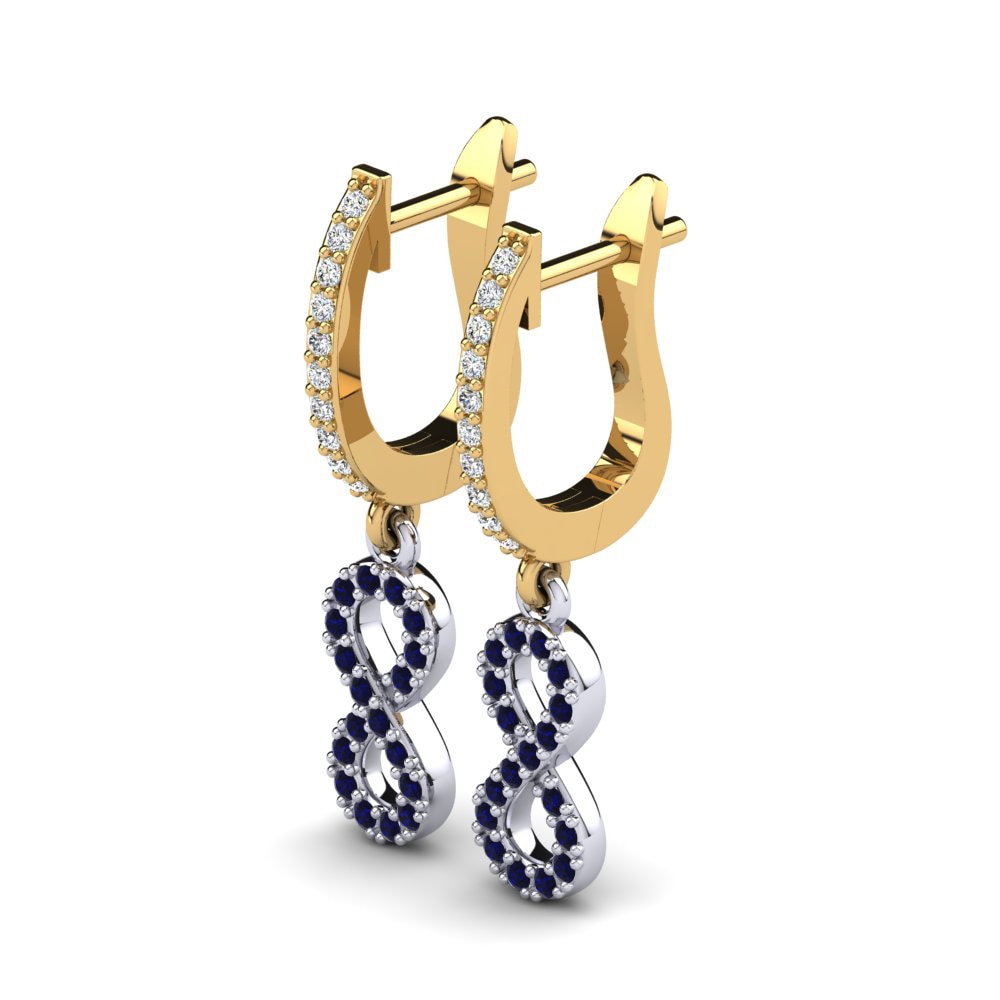 9k Oro Amarillo & Blanco Zafiro Pendiente de mujer Paige