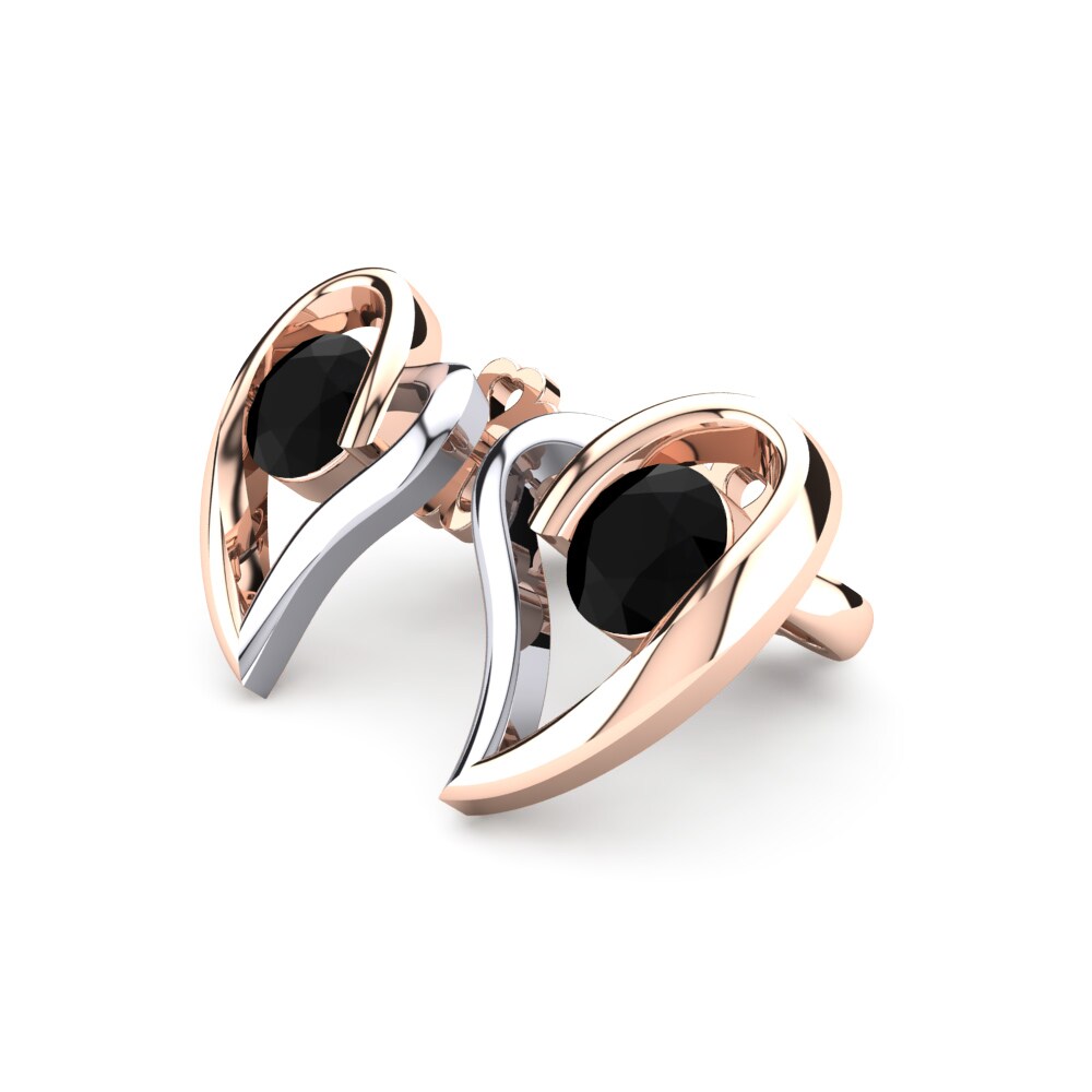 14k Oro Rosa & Blanco Zafiro negro Pendiente de mujer Melinda