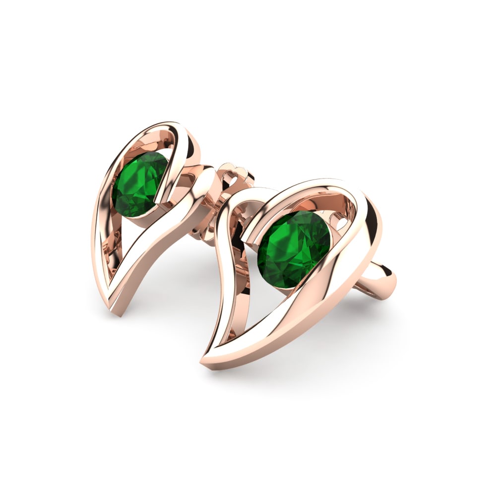 14k Oro Rosa Esmeralda (creada en laboratorio) Pendiente de mujer Melinda