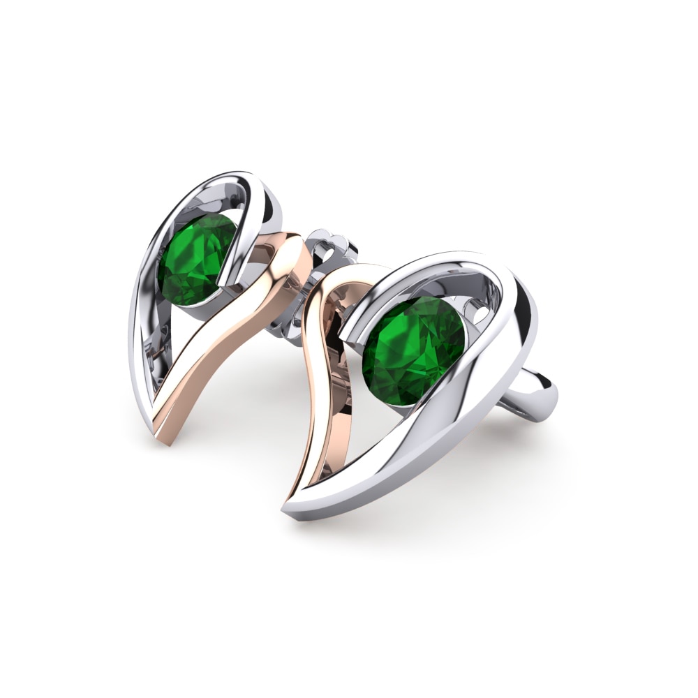 14ct White & Rose Gold Emerald (Lab Created) Women's Earring Melinda