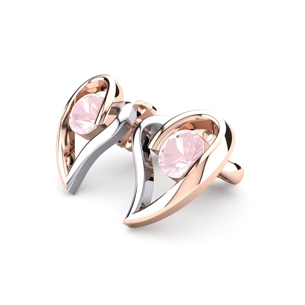9k Oro Rosa & Blanco Cuarzo rosa Pendiente de mujer Melinda