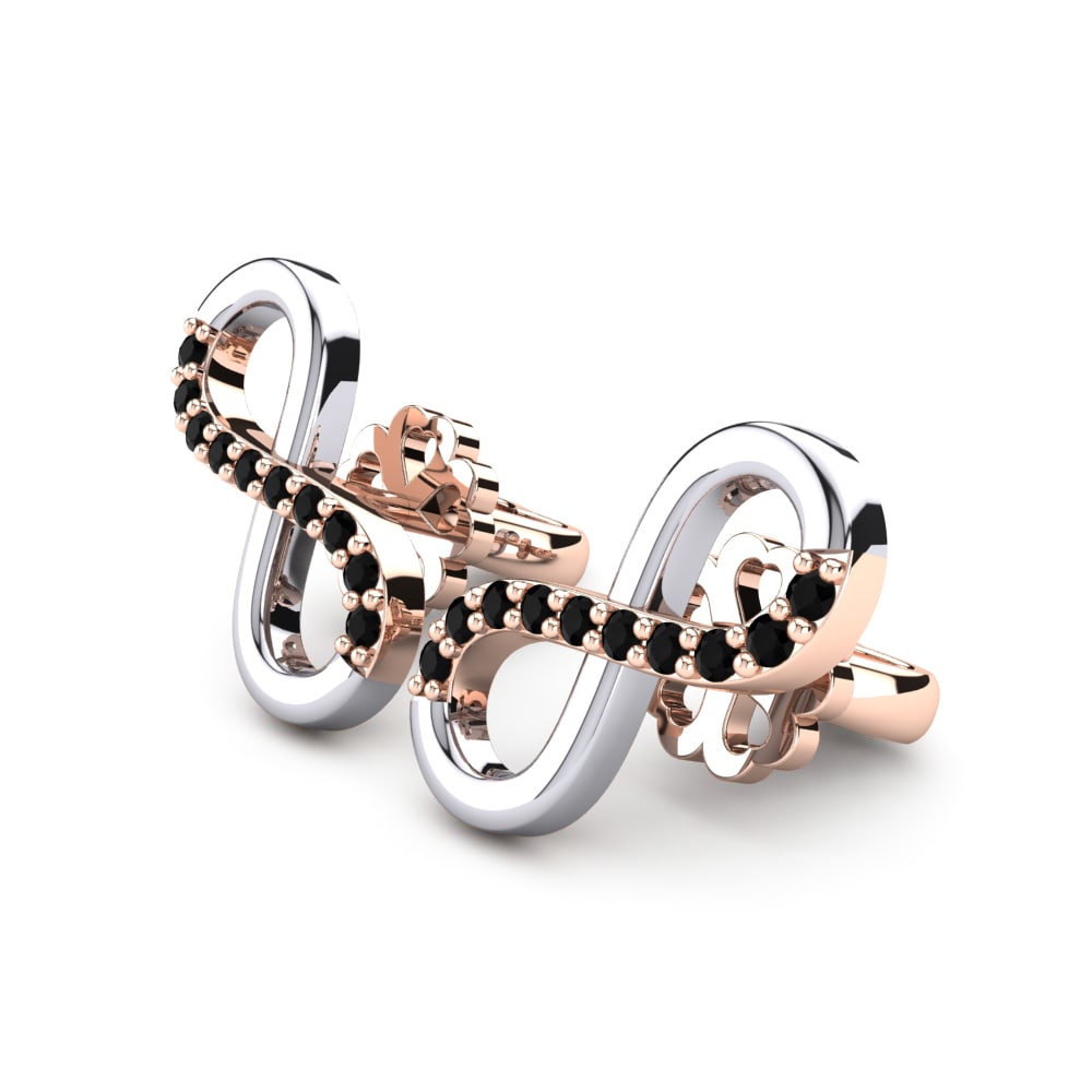 14k Oro Rosa & Blanco Zafiro negro Pendiente de mujer Adalina