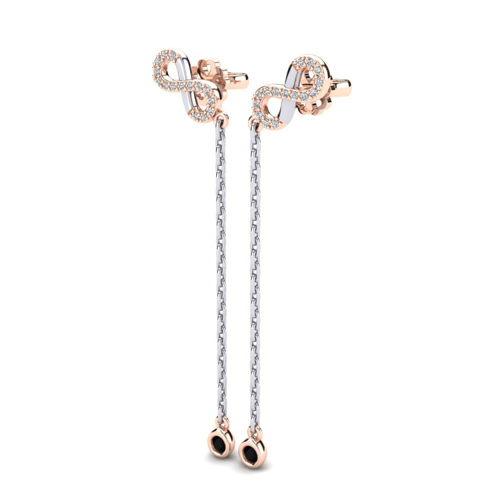 14k Oro Rosa & Blanco Zafiro negro Pendiente de mujer Alberta