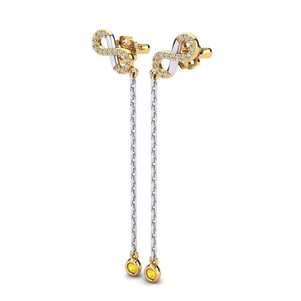 14ct Yellow & White Gold Citrine Women's Earring Alberta