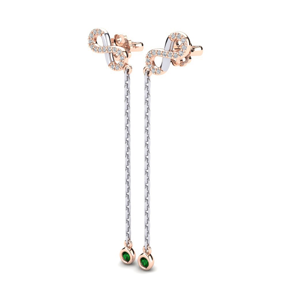 14ct Rose / White Gold Green Zirconia Women's Earring Alberta