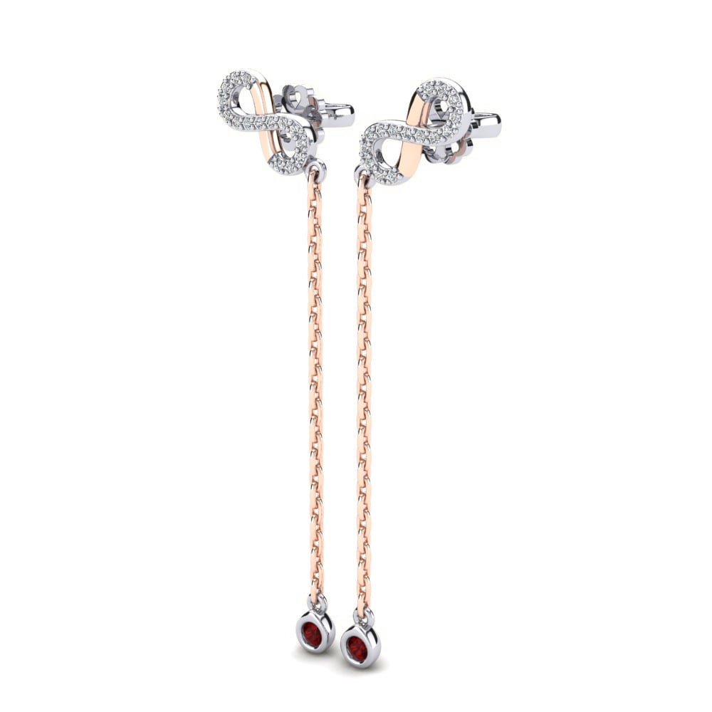 14K White & Rose Gold Red Zirconia Earring Alberta