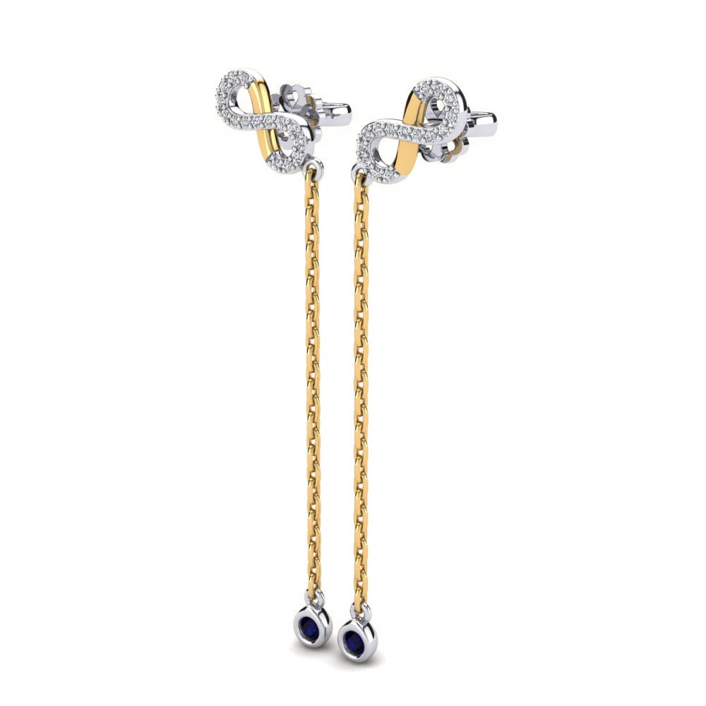 14k Oro Blanco & Amarillo Zafiro Pendiente de mujer Alberta
