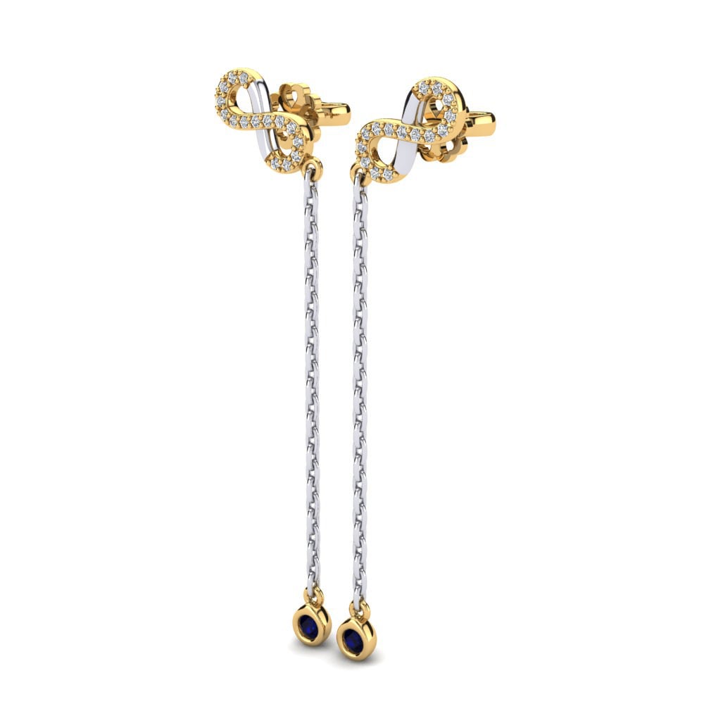 9k Oro Amarillo & Blanco Zafiro Pendiente de mujer Alberta