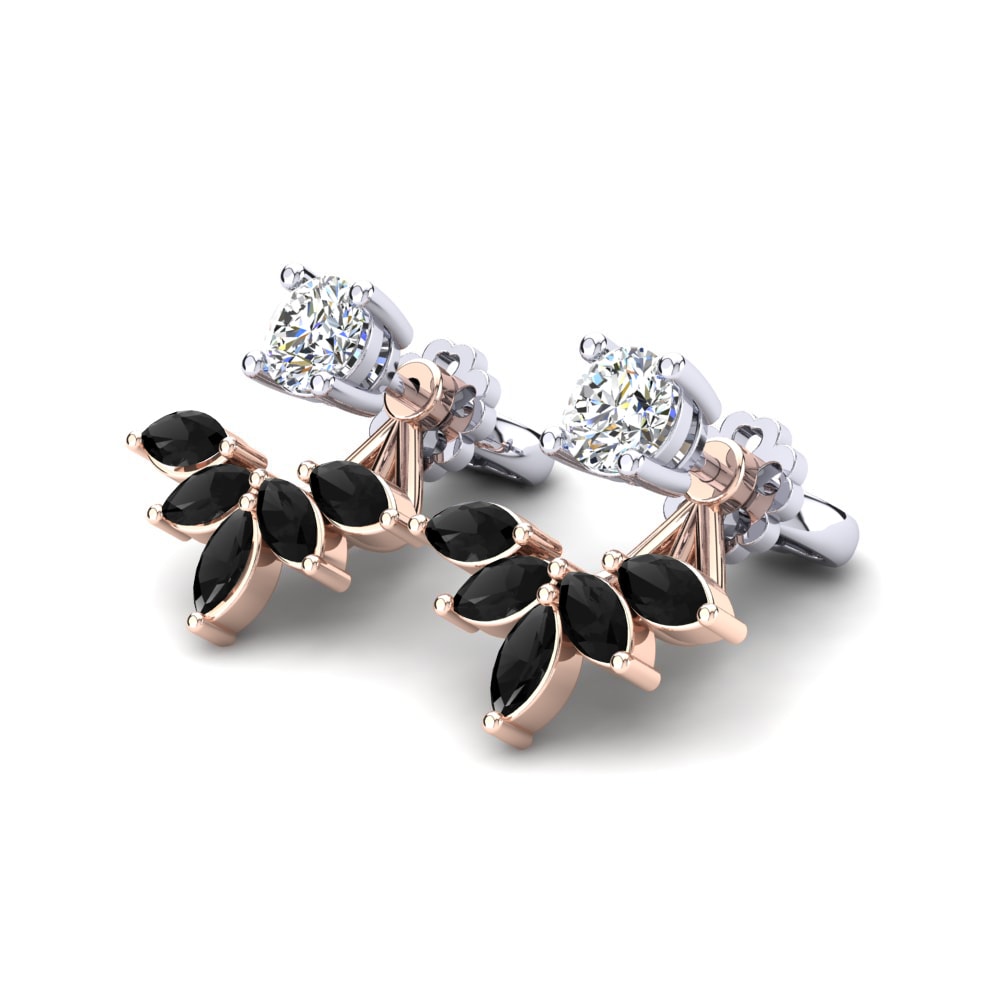 14k Oro Rosa & Blanco Zafiro negro Pendiente de mujer Alessa