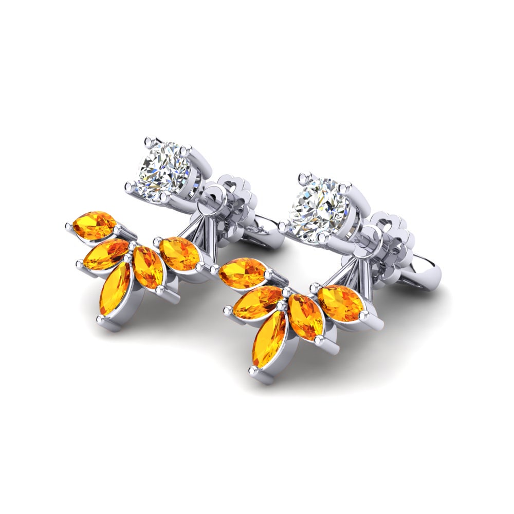 Platine 950 Citrine Boucle d'oreille femme Alessa