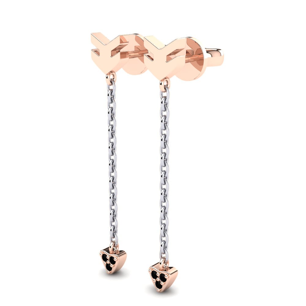14k Oro Rosa & Blanco Zafiro negro Pendiente de mujer Allegra
