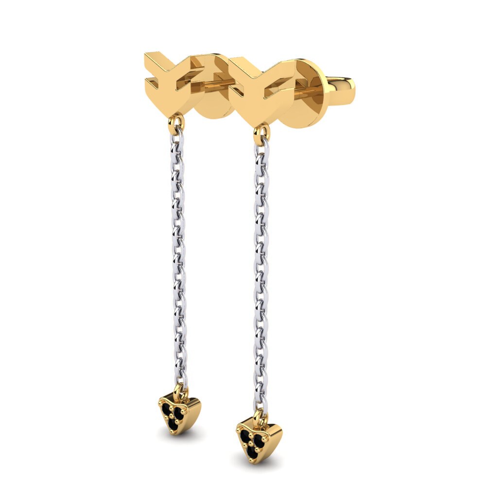 14ct Yellow / White Gold Black Diamond Women's Earring Allegra