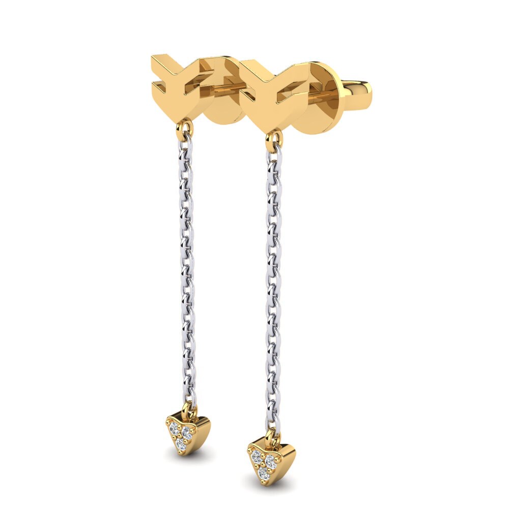 14ct Yellow & White Gold White sapphire Women's Earring Allegra