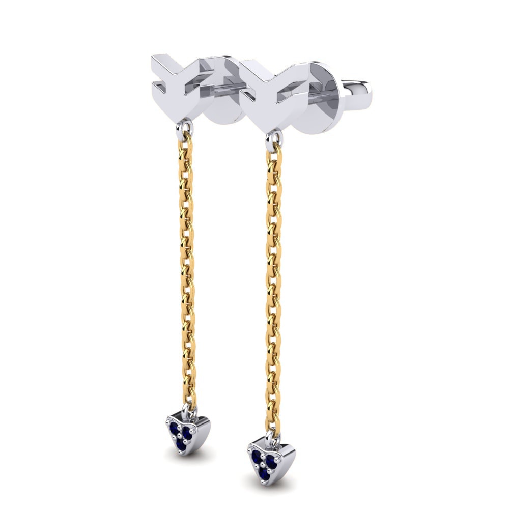 14k Oro Blanco & Amarillo Zafiro Pendiente de mujer Allegra