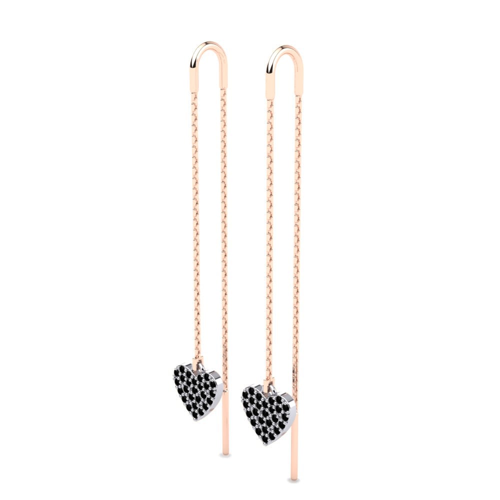 14k Oro Rosa & Blanco Zafiro negro Pendiente de mujer Benedetta