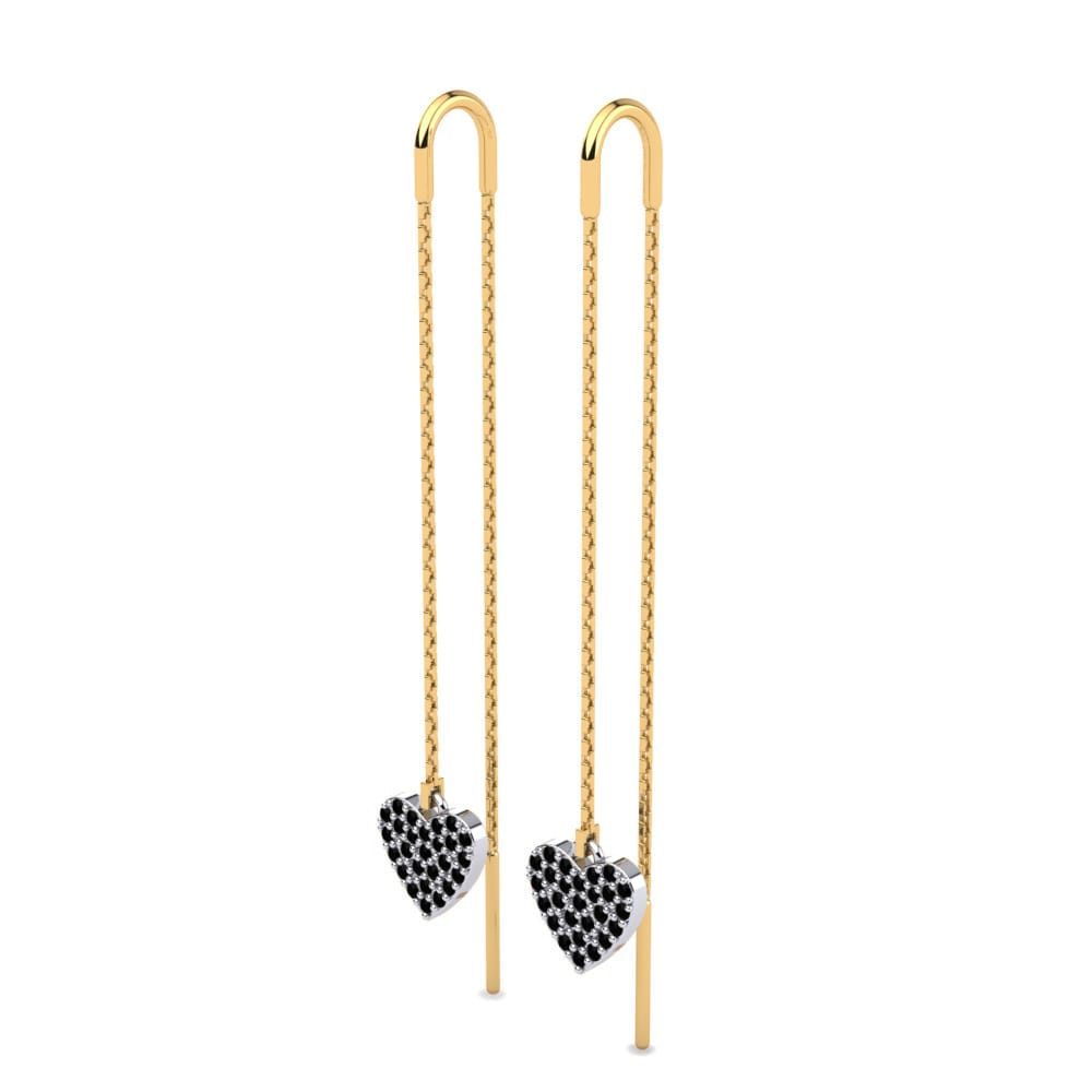 14ct Yellow / White Gold Black Diamond Women's Earring Benedetta