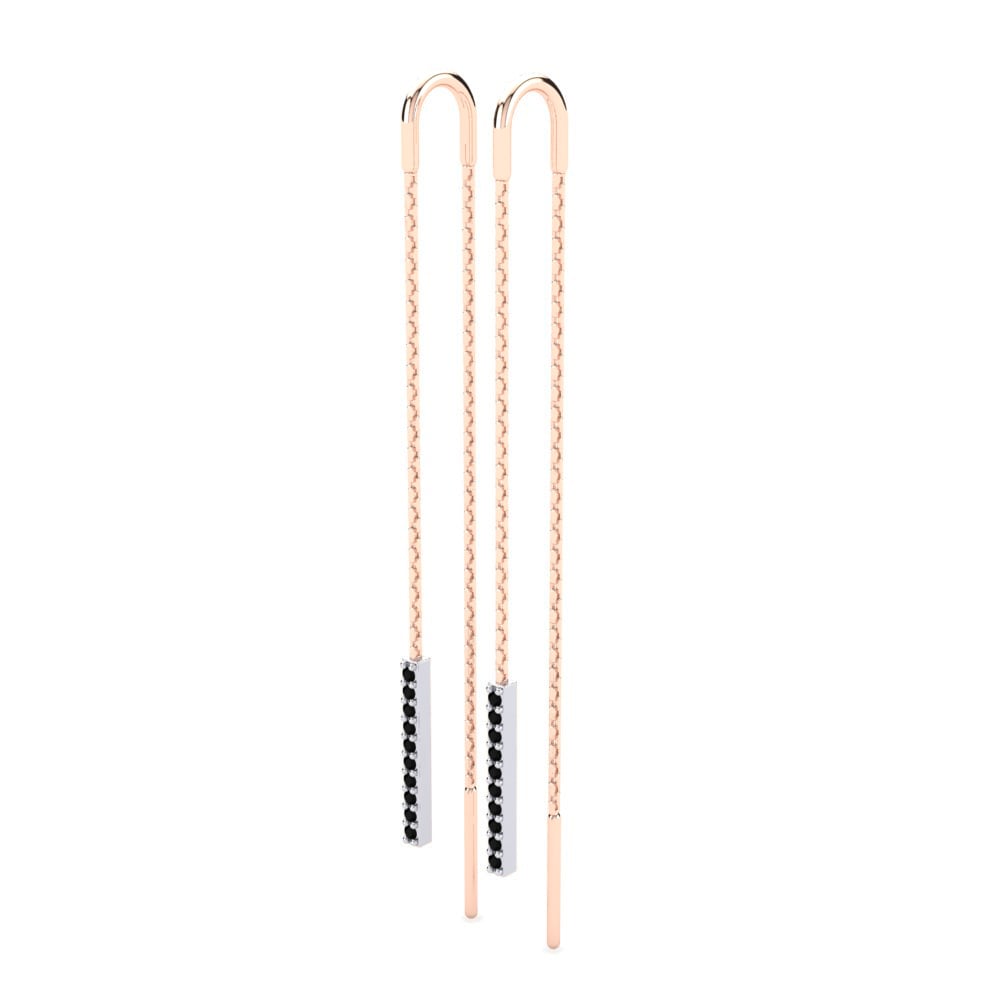 14k Oro Rosa & Blanco Zafiro negro Pendiente de mujer Carlita