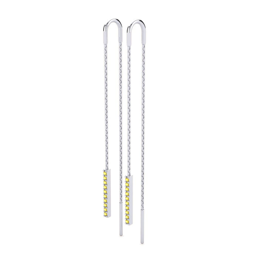 9k Oro Blanco Zafiro amarillo Pendiente de mujer Carlita