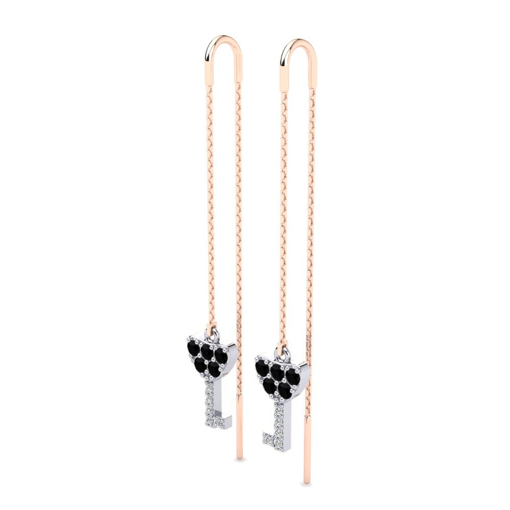 14k Oro Rosa & Blanco Zafiro negro Pendiente de mujer Delfina