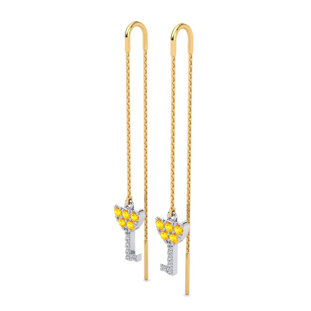 14ct Yellow & White Gold Citrine Women's Earring Delfina