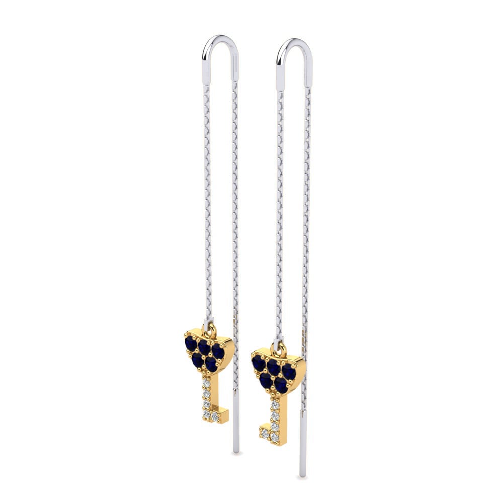 14k Oro Blanco & Amarillo Zafiro Pendiente de mujer Delfina