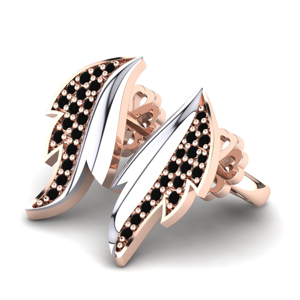 14k Oro Rosa & Blanco Zafiro negro Pendiente de mujer Drina