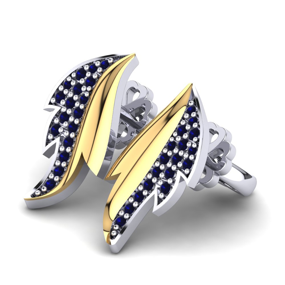 14k Oro Blanco & Amarillo Zafiro Pendiente de mujer Drina