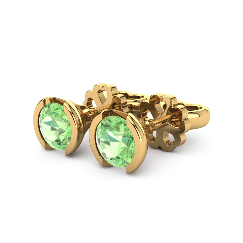 14ct Yellow Gold Green Amethyst Women's Earring Elda