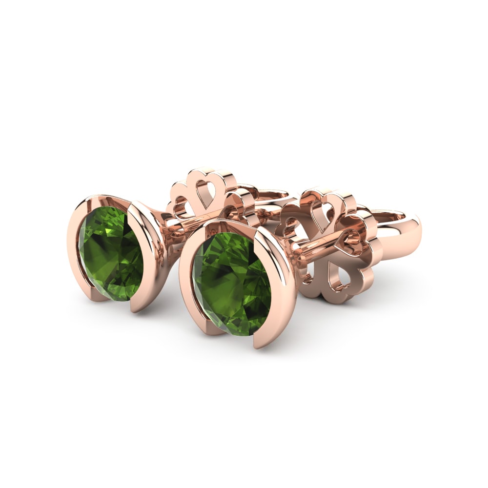 14ct Rose Gold Green Tourmaline Women's Earring Elda