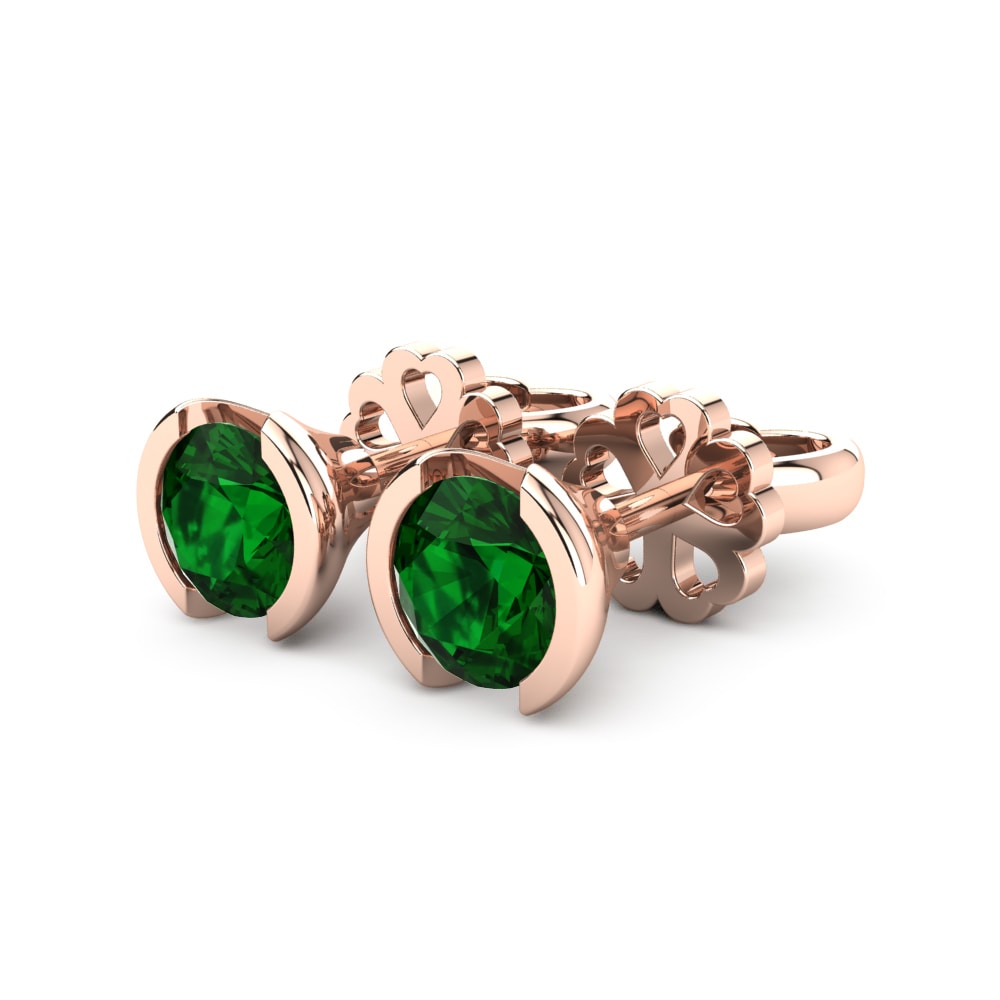 14k Oro Rosa Esmeralda (creada en laboratorio) Pendiente de mujer Elda