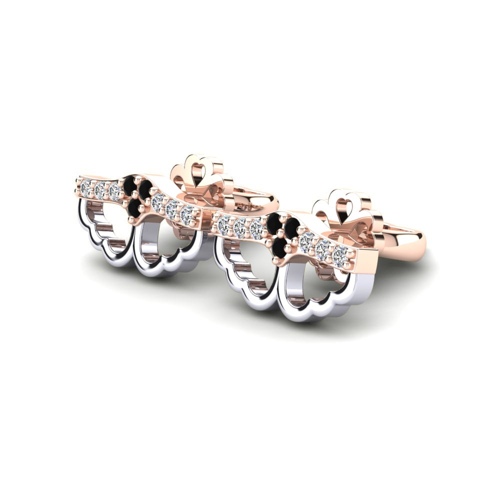 14k Oro Rosa & Blanco Zafiro negro Pendiente de mujer Emiliana