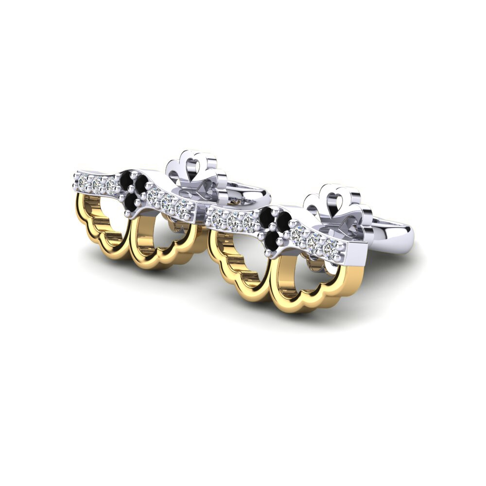 14ct White & Yellow Gold Black Sapphire Women's Earring Emiliana