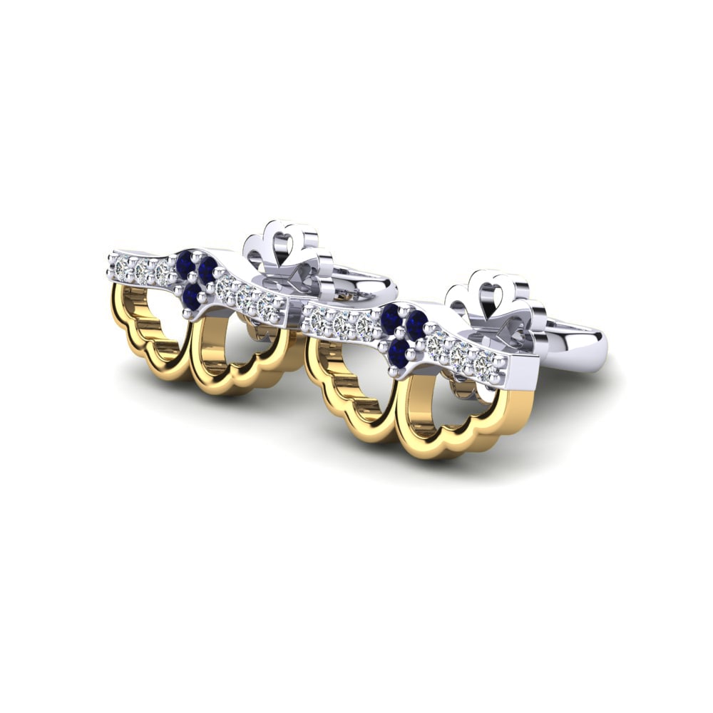 14k Oro Blanco & Amarillo Zafiro Pendiente de mujer Emiliana
