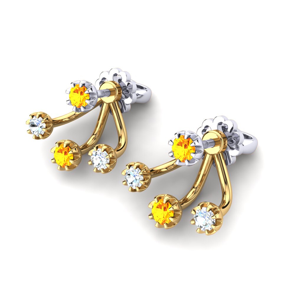 14ct Yellow & White Gold Citrine Women's Earring Fiorenza