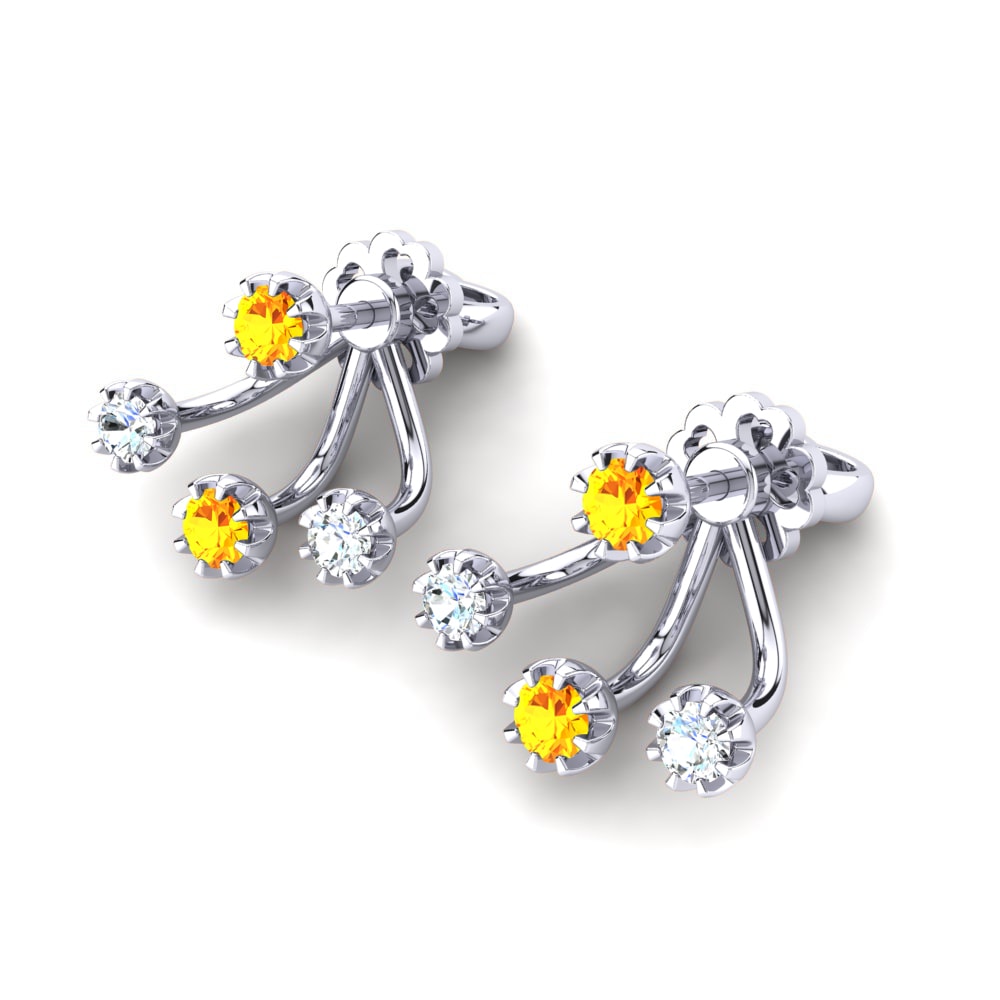 Platine 950 Citrine Boucle d'oreille femme Fiorenza