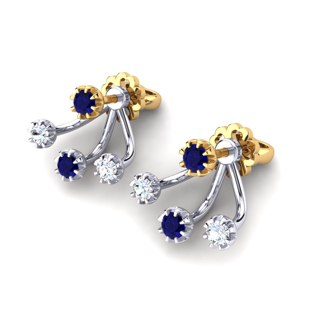 14k Oro Blanco & Amarillo Zafiro Pendiente de mujer Fiorenza