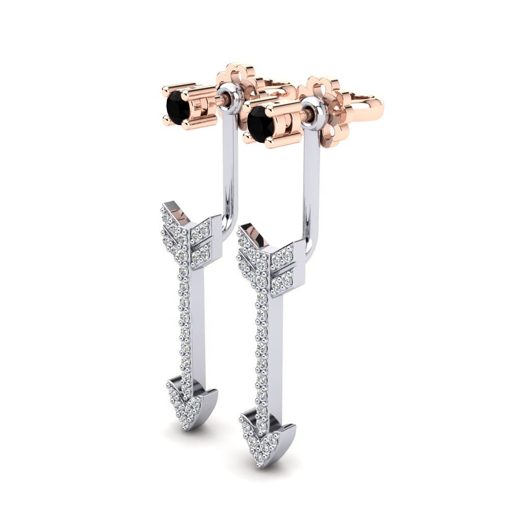 14k Oro Rosa & Blanco Zafiro negro Pendiente de mujer Karise