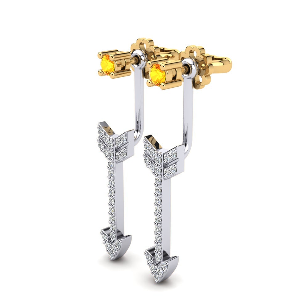 14ct Yellow & White Gold Citrine Women's Earring Karise