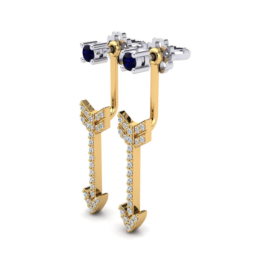 14k Oro Blanco & Amarillo Zafiro Pendiente de mujer Karise