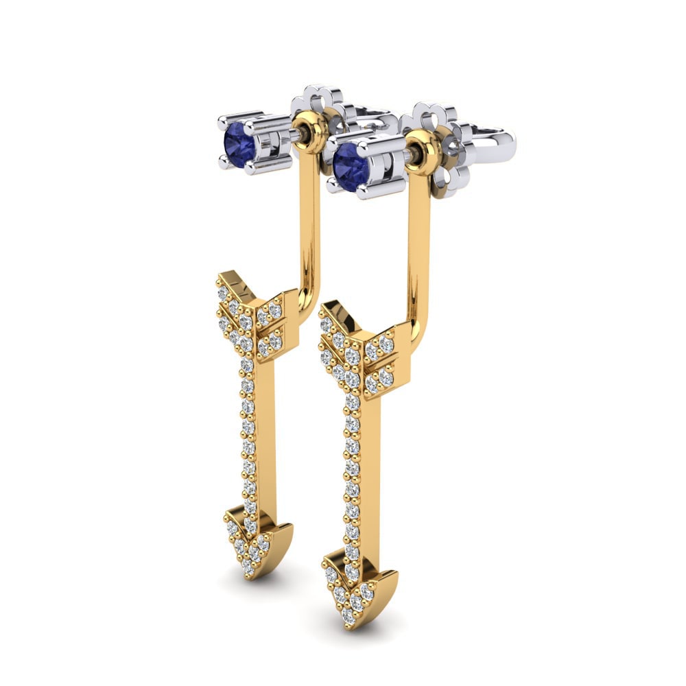 9k Oro Blanco & Amarillo Tanzanita Pendiente de mujer Karise