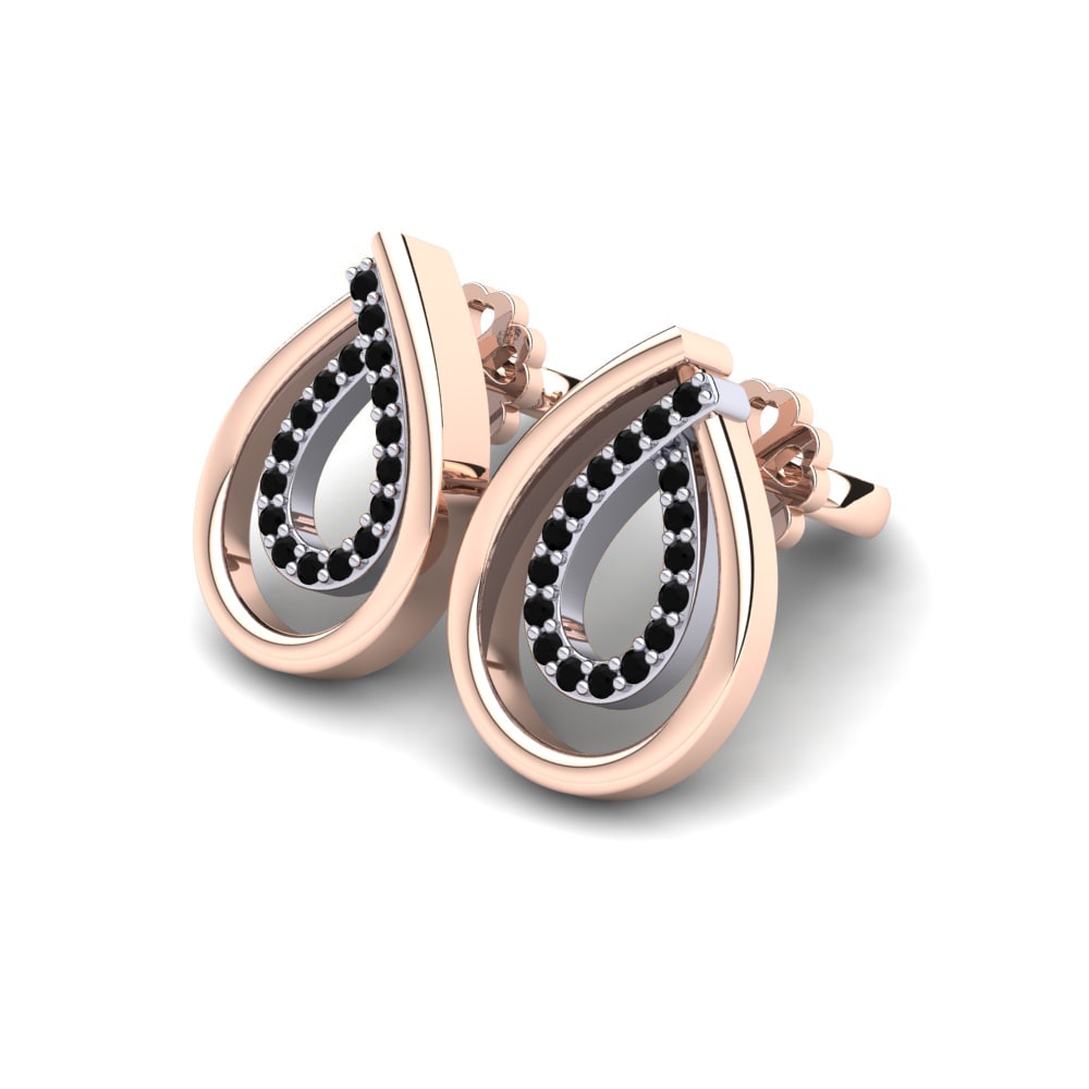 14k Oro Rosa & Blanco Zafiro negro Pendiente de mujer Laetitia