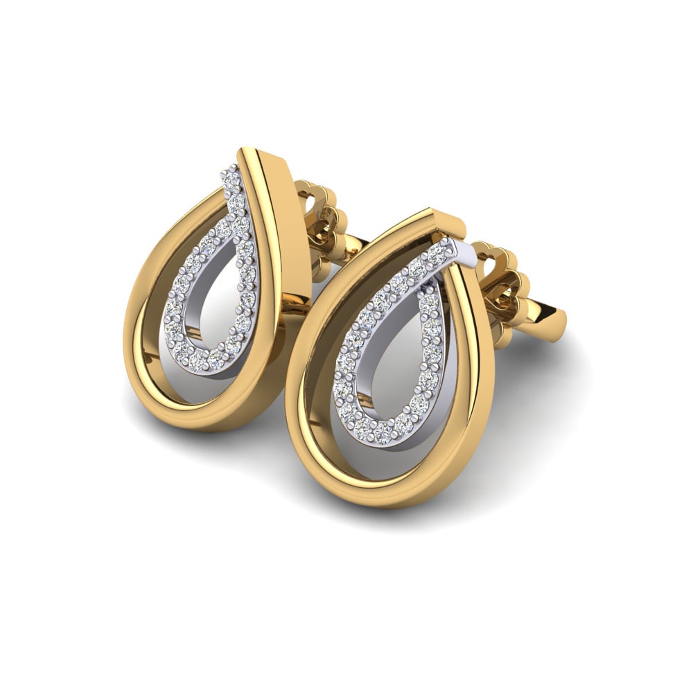 18k Oro Amarillo & Blanco Zafiro blanco Pendiente de mujer Laetitia